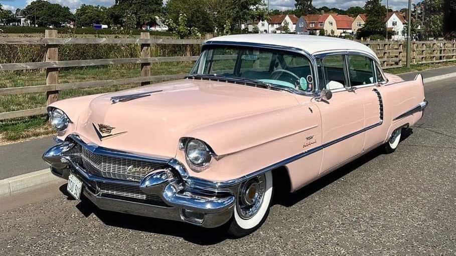 Classic Pink with white roof American Cadillac Fleetwood