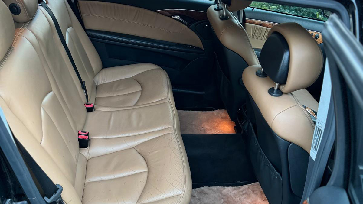 Middle Row inside Mercedes Limousine with Cream Leather interior