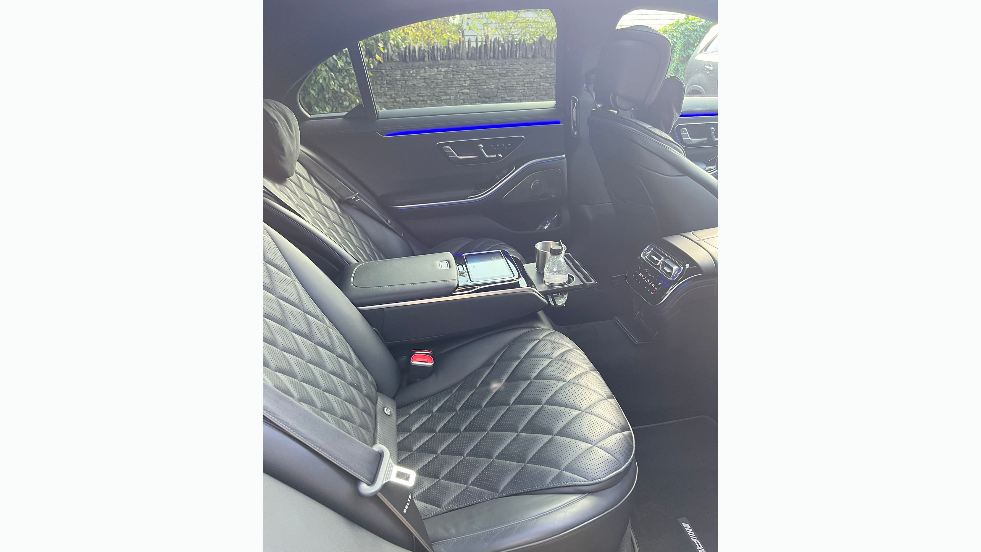 rear passengers black leather seats