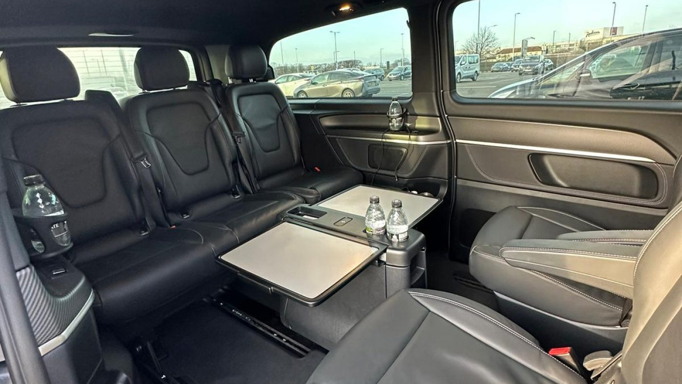 Black Leather rear seating compartment inside Mercedes V-Class