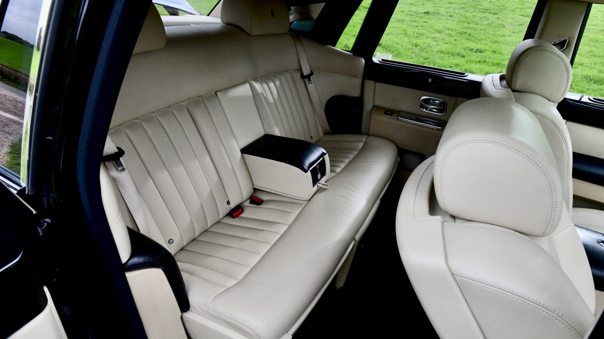 cream leather rear interior in Rolls-Royce Phantom