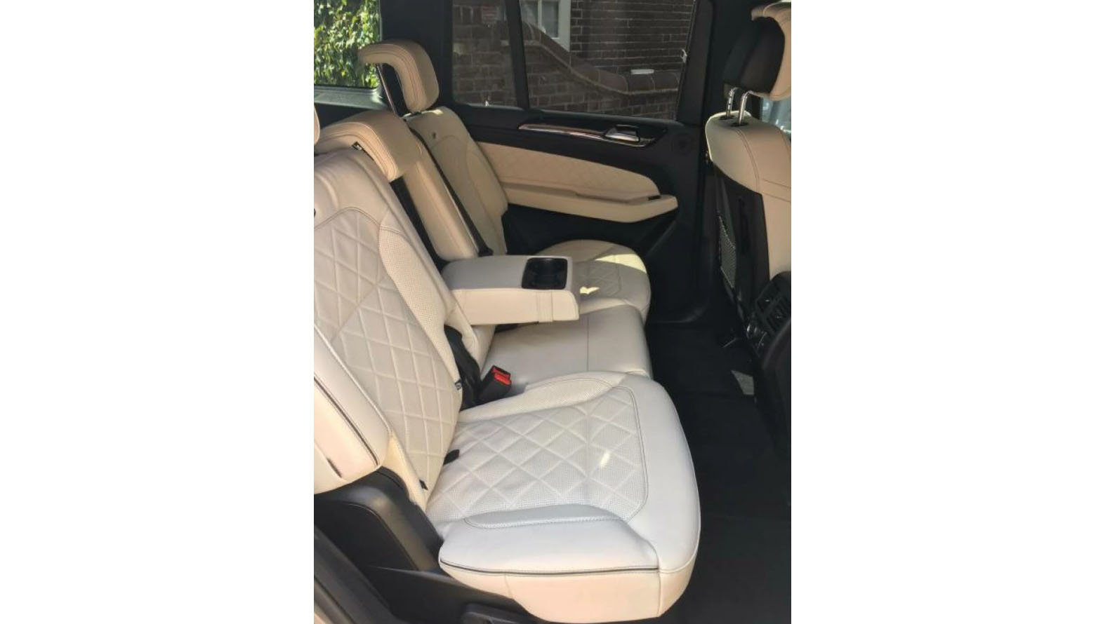 Cream leather rear seat inside Mercedes GLS