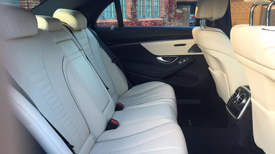 rear interior cream leather seats in Mercedes S-class