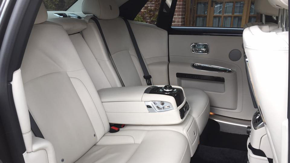 Cream leather rear seats inside Rolls-Royce Ghost