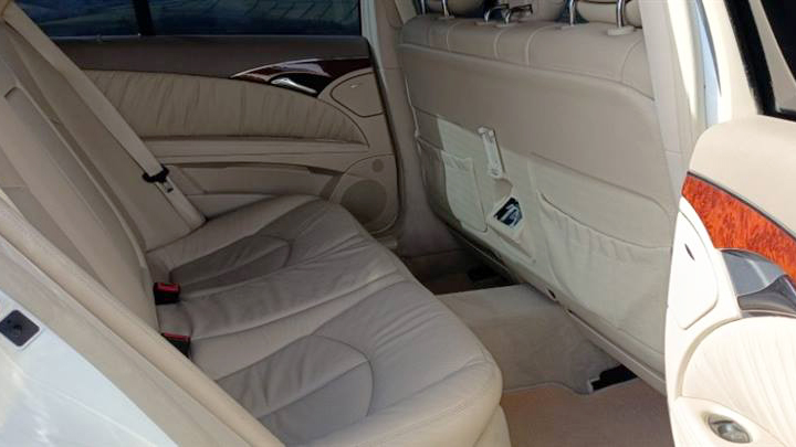 Cream leather interior seats inside Mercedes Stretched Limousine