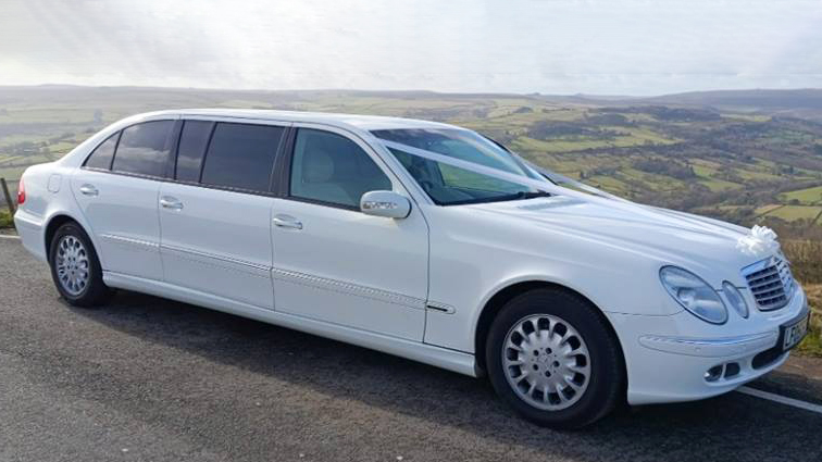 right side view of a 6-doors Stretched modern Mercedes Limousine