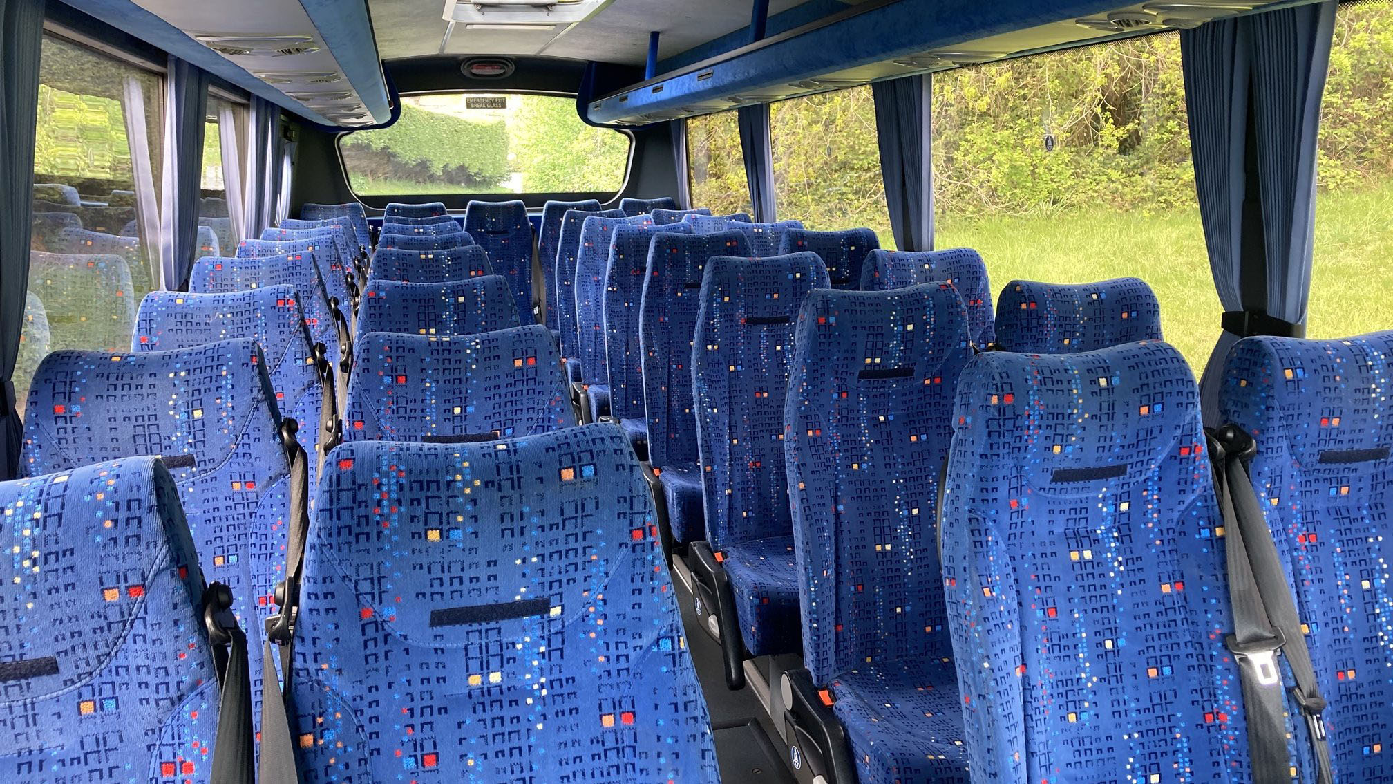 Mercedes 33 Seater Bus interior in blue