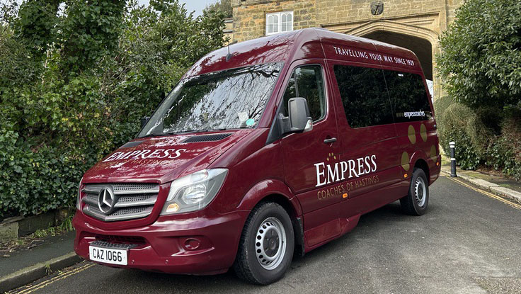 Mercedes 12 Seater Bus in Burgundy