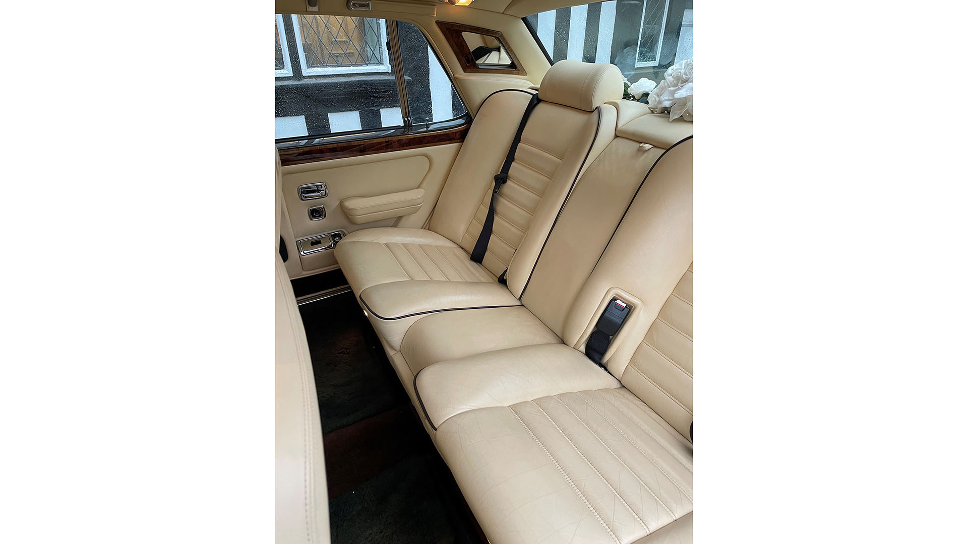 Rear interior in Bentley. Cream Leather