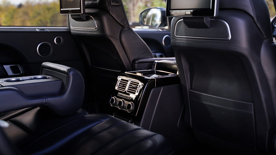 Rear interior black leather inside Range Rover