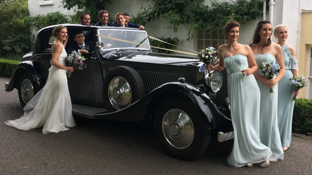 Rolls-Royce Phantom II Continental LWB with bride and bridesmaids