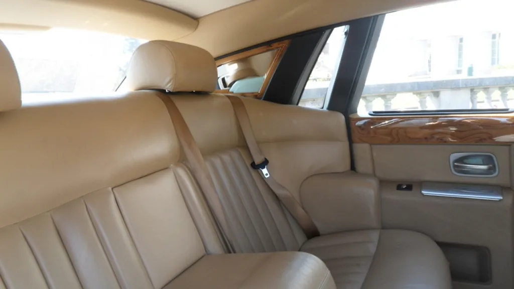 cream leather rear interior in a Rolls-Royce Phantom