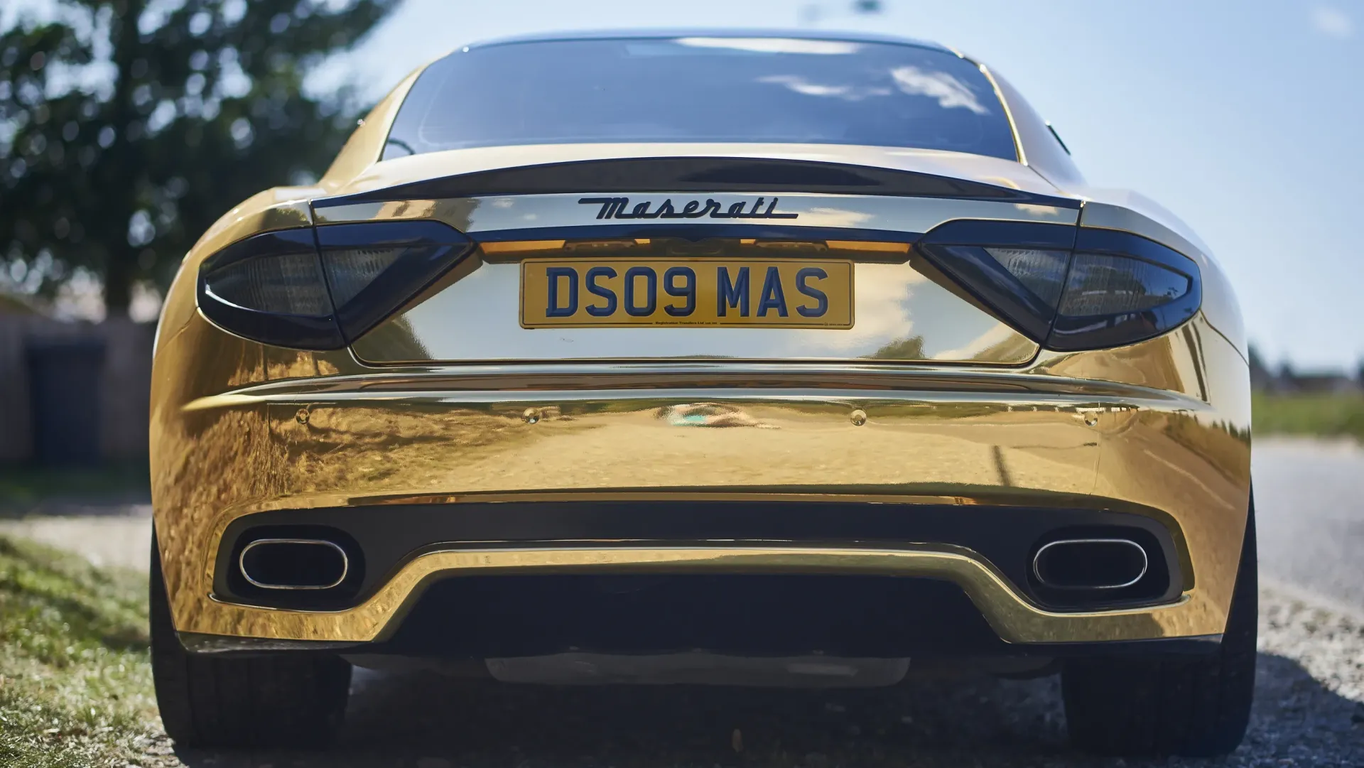 Rear view of Gold Maserati GranTurismo 'S'