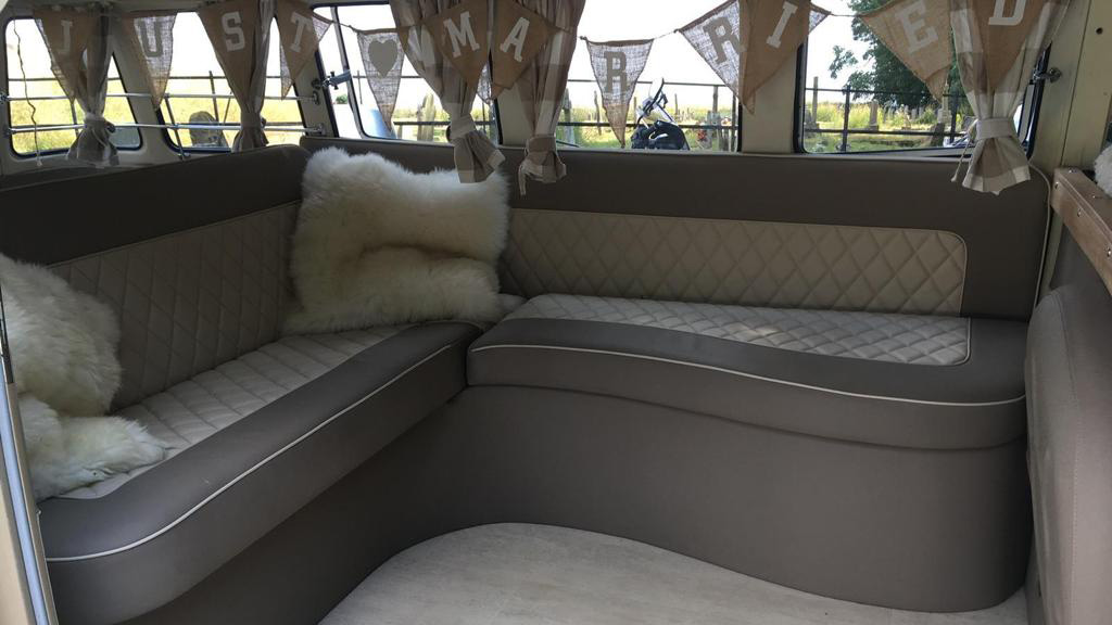 Interior L-Shape Bench Seat in cream and coffee colour