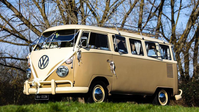 Classic Campervan Side view showing two-tone Cream and White colour