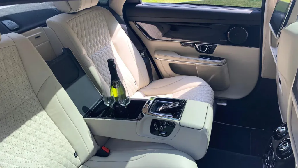 rear seating Cream interior od the Black
Jaguar XJ LWB Autobiography