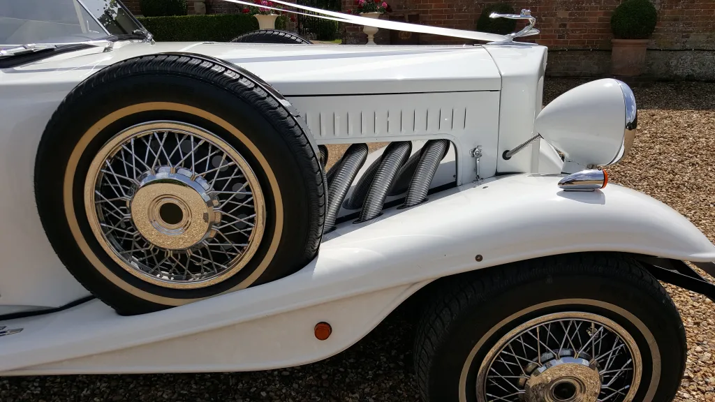 Beauford front view of spare mounted wheel