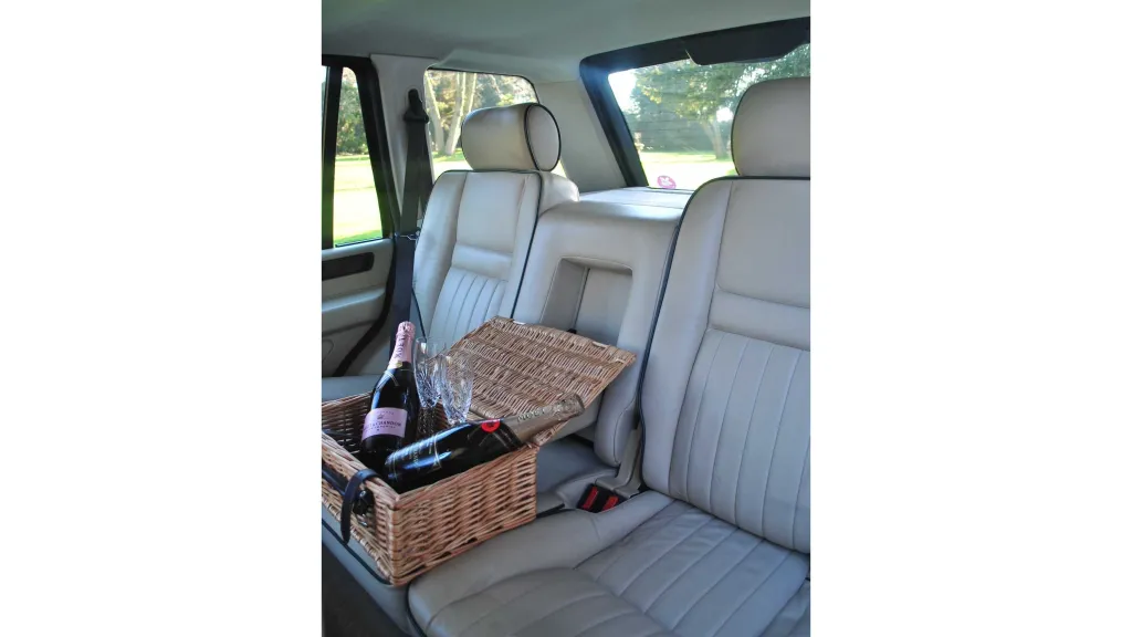 Rear interior with Cream Leather interior with Champagne Basket in Middle