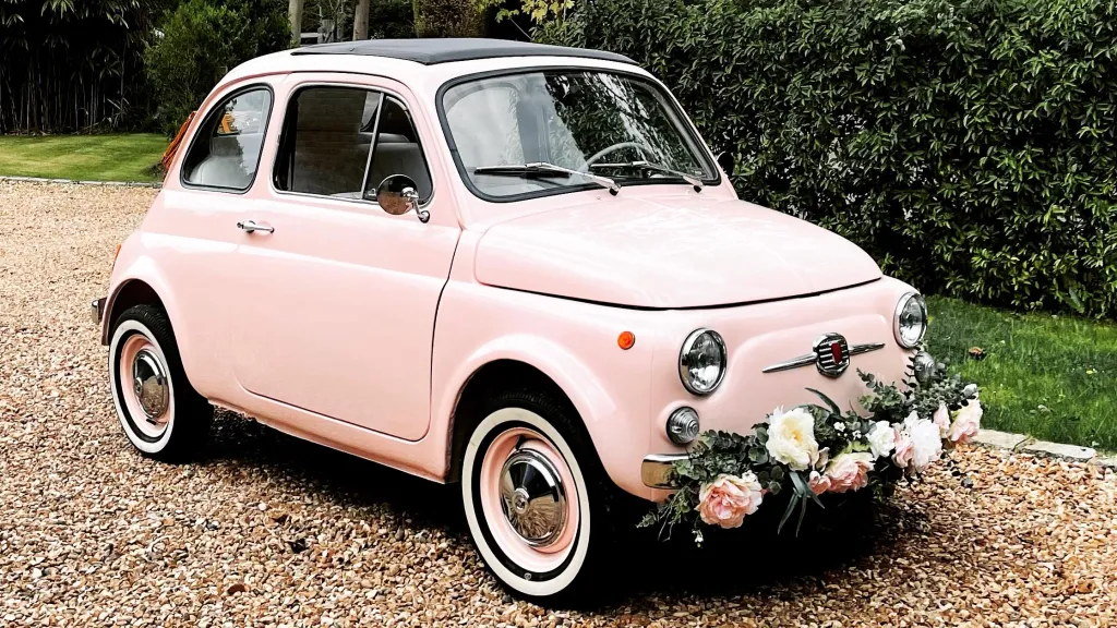 Pink Italian Fiat 500 Car
