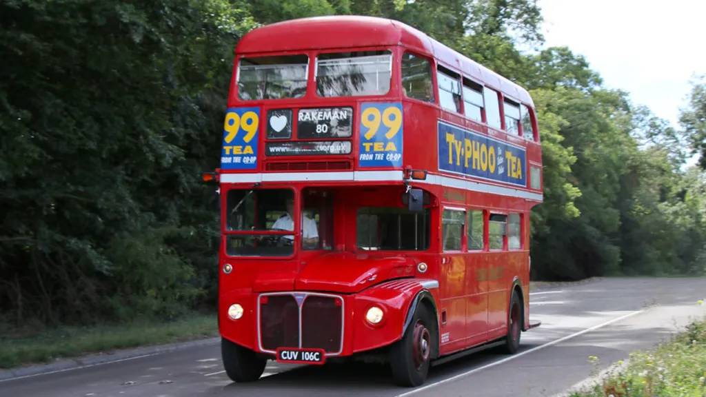 Classic Double Decker Routemaster Bus with original advertising on side