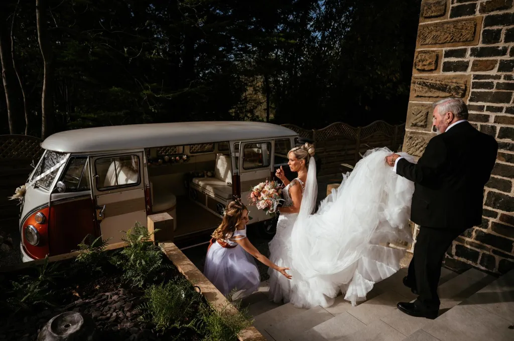 The VW camper van was superbly kitted out inside with beautiful sofas for the bride and father of the bride then bride and groom. The driver (Neville) was a delight , a lovely man who took care of everything and was a pleasure to talk too. We are so happy we used Premier Carriage and would highly recommend them for any occasion. Thanks again Neville and all the management at premier carriage.Love Jamie &amp; Beccy Duffy