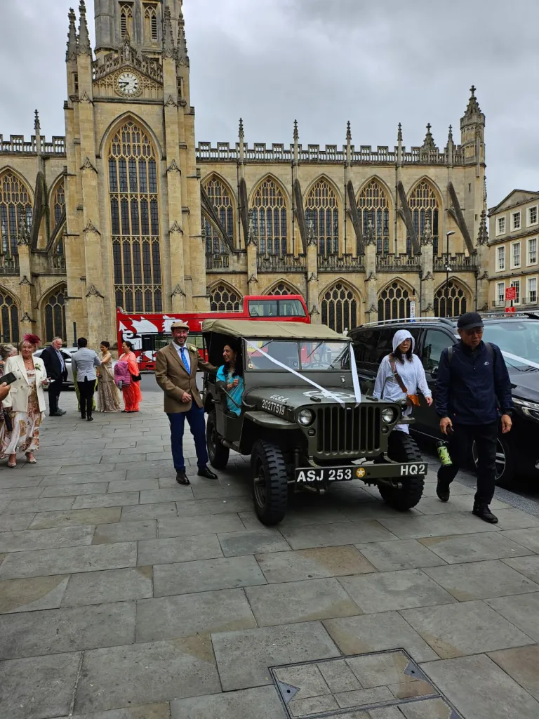 <p>The whole experience was absolutely fantastic. The bride & groom were thrilled to bits. The jeep arrived at exactly the right time in the correct place. Thank you very, very much.</p>